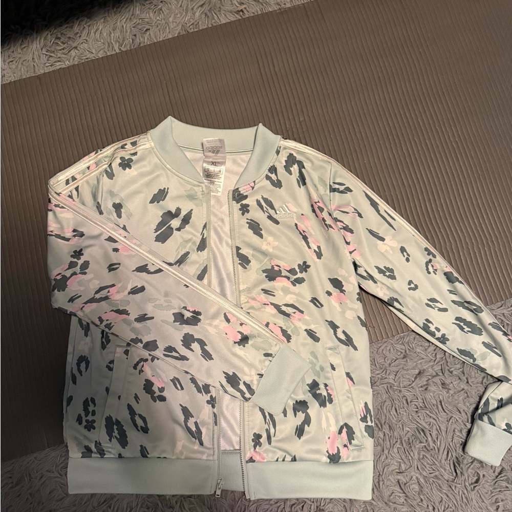 Kids Adidas Bomber Jacket - Pink and Mint Green
